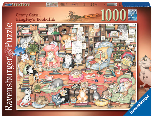 Ravensburger | Crazy Cats... Bingley's Bookclub | Linda Jane Smith | 1000 Pieces | Jigsaw Puzzle