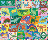 Alphabet Of Dinosaurs | Eeboo | 36 XXL Pieces | Round Jigsaw Puzzle