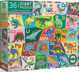 Alphabet Of Dinosaurs | Eeboo | 36 XXL Pieces | Round Jigsaw Puzzle