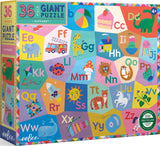 Alphabet | Eeboo | 36 XXL Pieces | Round Jigsaw Puzzle