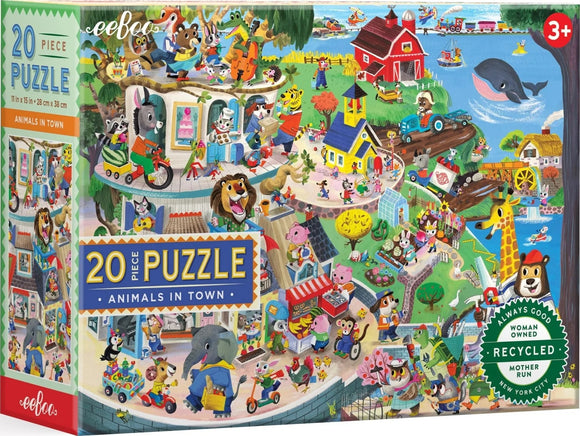 Animals In Town - Linda Bleck | Eeboo | 20 XL Pieces | Jigsaw Puzzle