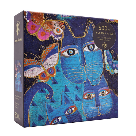 Blue Cats & Butterflies - Laurel Burch | Paperblanks | 500 Pieces | Jigsaw Puzzle