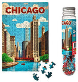 Chicago Travel Poster | Micro Puzzles | 150 Pieces | Micro Jigsaw Puzzle
