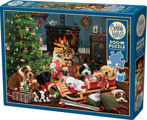 Christmas Puppies - Robert Giordano | Cobble Hill | 500 Pieces | Jigsaw Puzzle