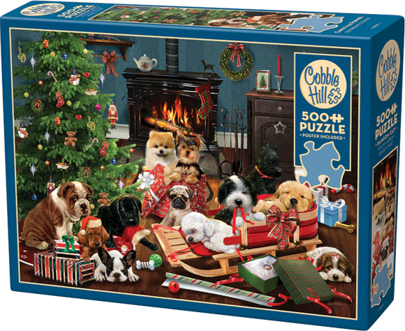 Christmas Puppies - Robert Giordano | Cobble Hill | 500 Pieces | Jigsaw Puzzle