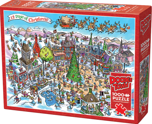 12 Days Of Christmas - Doodletown | Dave Whamond | Cobble Hill | 1000 Pieces | Jigsaw Puzzle