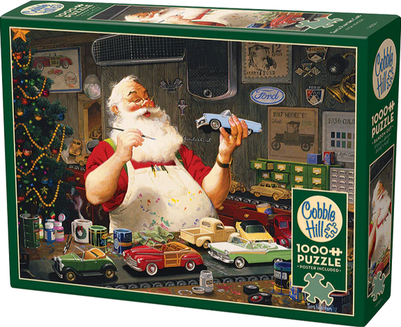 Santa Painting Cars - Tom Newsom | Cobble Hill | 1000 Pieces | Jigsaw Puzzle