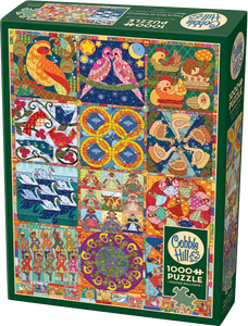 Twelve Days Of Christmas Quilt | Cobble Hill | 1000 Pieces | Jigsaw Puzzle