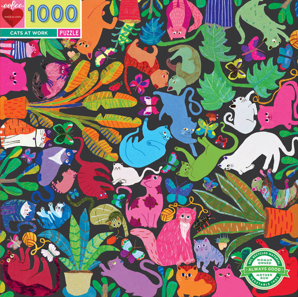 Eeboo | Cats At Work - Monika Forsberg | 1000 Pieces | Jigsaw Puzzle