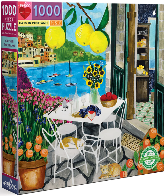 Eeboo | Cats In Positano - Anisa Makhoul | 1000 Pieces | Jigsaw Puzzle