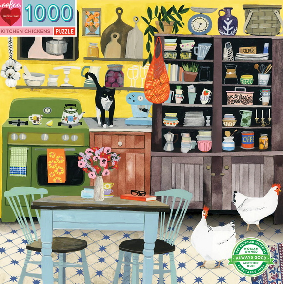 Eeboo | Kitchen Chickens - Anisa Makhoul | 1000 Pieces | Jigsaw Puzzle