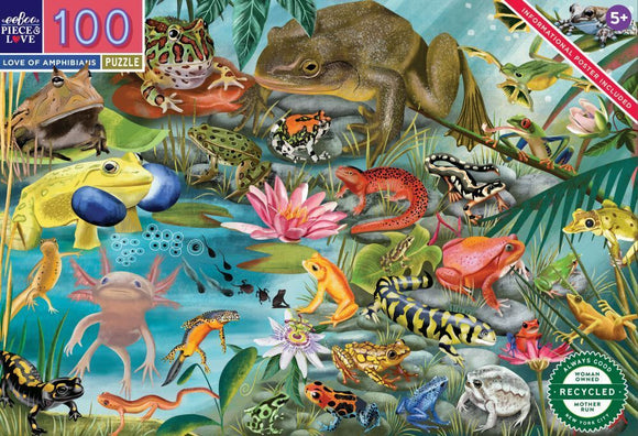 Eeboo | Love of Amphibians - Uta Krogmann | 100 Pieces | Jigsaw Puzzle