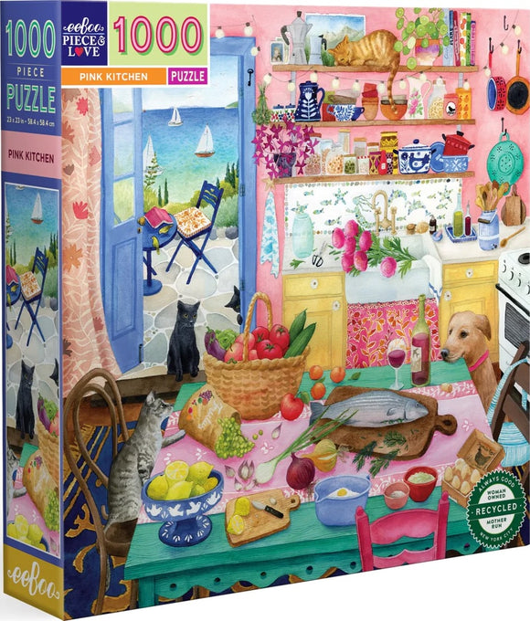 Pink Kitchen - Maria Over | Eeboo | 1000 Pieces | Jigsaw Puzzle