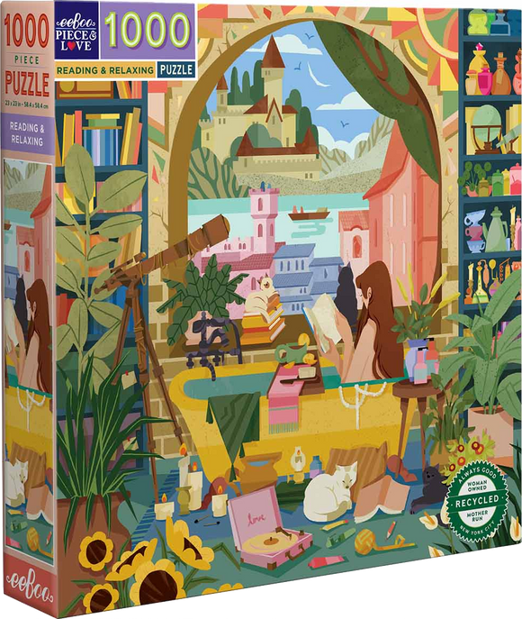 Reading & Relaxing - Ashikin Hussin | Eeboo | 1000 Pieces | Jigsaw Puzzle