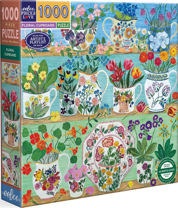 Floral Cupboard - Debbie George | Eeboo | 1000 Pieces | Jigsaw Puzzle