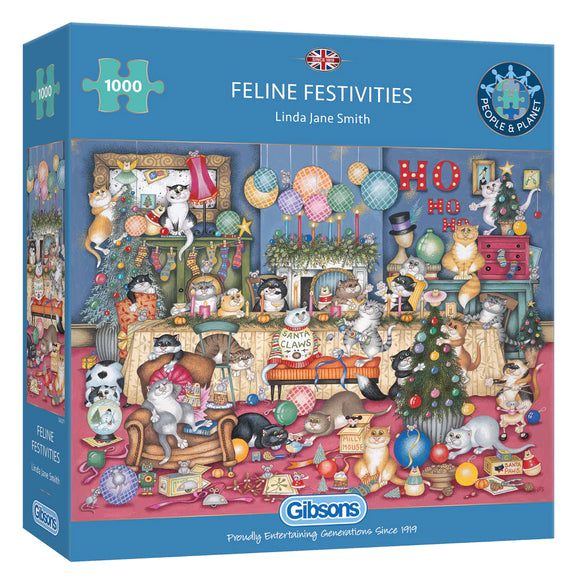 Feline Festivities - Linda Jane Smith | Gibsons | 1000 Pieces | Jigsaw Puzzle