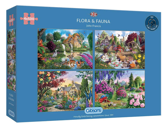 Gibsons | Floral & Fauna - John Francis | 4 X 500 Pieces | Jigsaw Puzzle