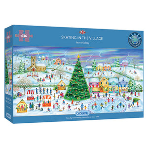 Skating In The Village - Ileana Oakley | Gibsons | 636 Pieces | Panorama Jigsaw Puzzle