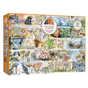 Sun Bears & Sloth - Val Goldfinch | Gibsons | 1000 Pieces | Jigsaw Puzzle