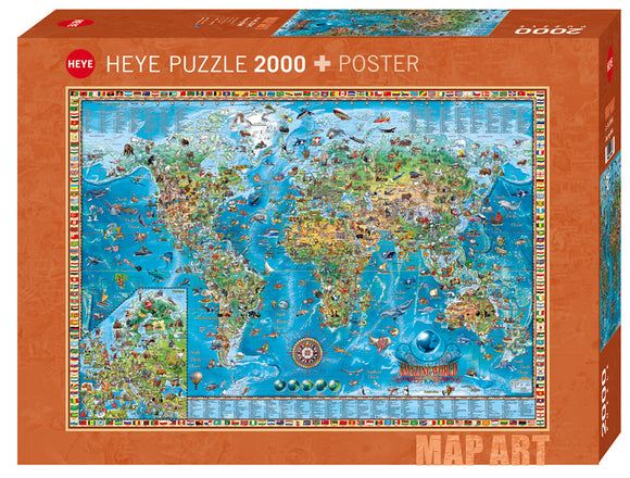 Amazing World - Map Art | Rajko Zigic | Heye | 2000 Pieces | Jigsaw Puzzle