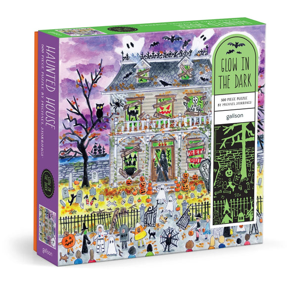 Haunted House - Michael Storrings | Glow in the Dark | Galison | 500 Pieces | Jigsaw Puzzle