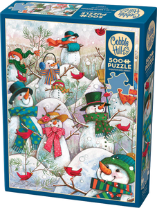 Hill Of Snowmen - Janet Stever | Cobble Hill | 500 Pieces | Jigsaw Puzzle