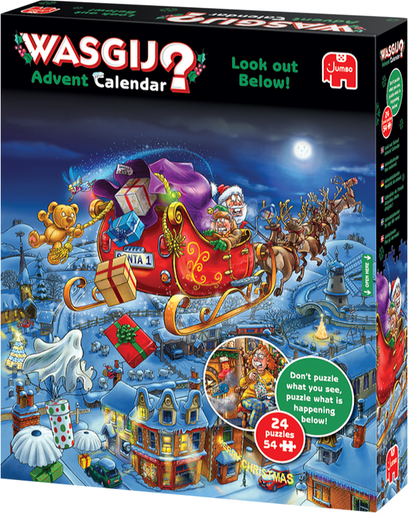 Look Out Below! - Christmas Advent Calendar | Wasgij? | Jumbo | 24 x 54 Pieces | Jigsaw Puzzle