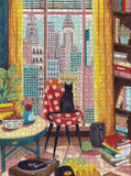Black Cat In New York Window - Caroline Bonne Müller | Pomegranate | 1000 Pieces | Jigsaw Puzzle