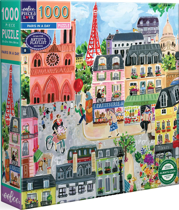 Paris in a Day - Jennifer Orkin Lewis | Eeboo | 1000 Pieces | Jigsaw Puzzle