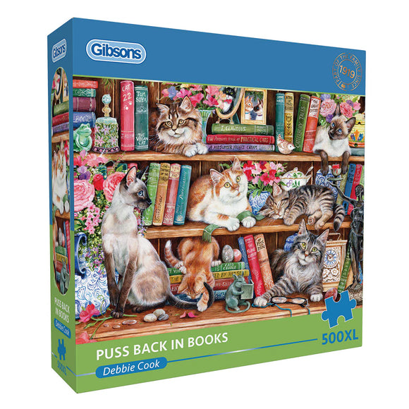 Puss Back In Books - Debbie Cook | Gibsons | 500 XL Pieces | Jigsaw Puzzle