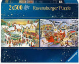 The Christmas Market & Santa's Christmas Supper | Christmas Collection No. 1 | Ravensburger | 2 X 500 Pieces | Jigsaw Puzzle