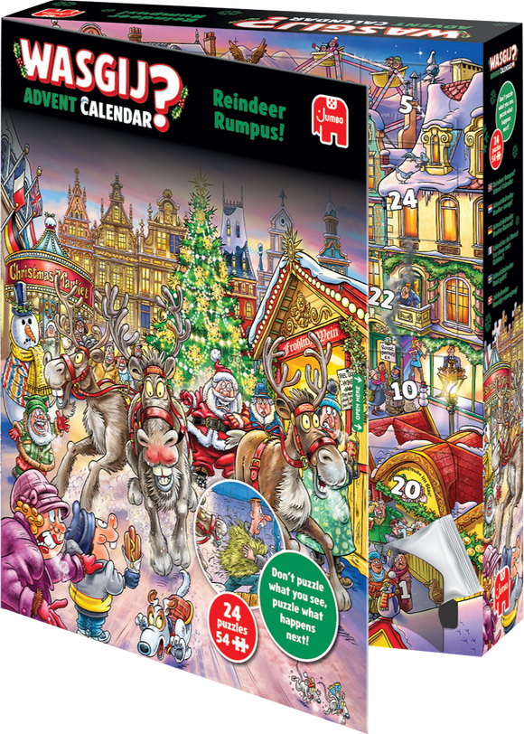 Reindeer Rumpus! - Christmas Advent Calendar | Wasgij? | Jumbo | 24 x 54 Pieces | Jigsaw Puzzle
