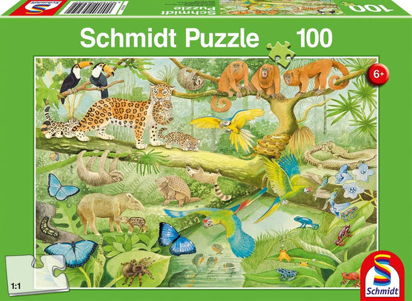 Animals In The Jungle | Schmidt | 100 Pieces | Jigsaw Puzzle