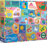 Alphabet | Eeboo | 36 XXL Pieces | Round Jigsaw Puzzle - Puzzles +