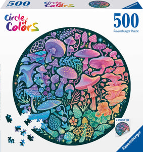 Mushrooms - Circle Of Colours | Ravensburger | 500 Pieces | Circular Jigsaw Puzzle