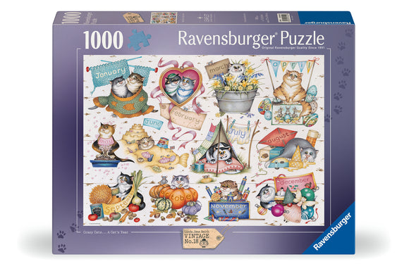 Crazy Cats... Cat's Calendar - Vintage No.18 | Linda Jane Smith | Ravensburger | 1000 Pieces | Jigsaw Puzzle