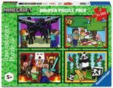 Realms & Adventures | Minecraft | Ravensburger | 4 x 100 Pieces | Jigsaw Puzzle