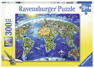 World Landmarks Map | Ravensburger | 300 XXL Pieces | Jigsaw Puzzle