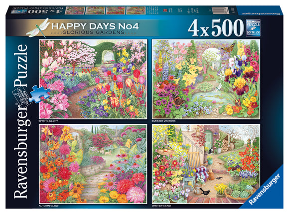 Glorious Gardens - Happy Days No.4 | Ravensburger | 4 X 500 Pieces | Jigsaw Puzzle