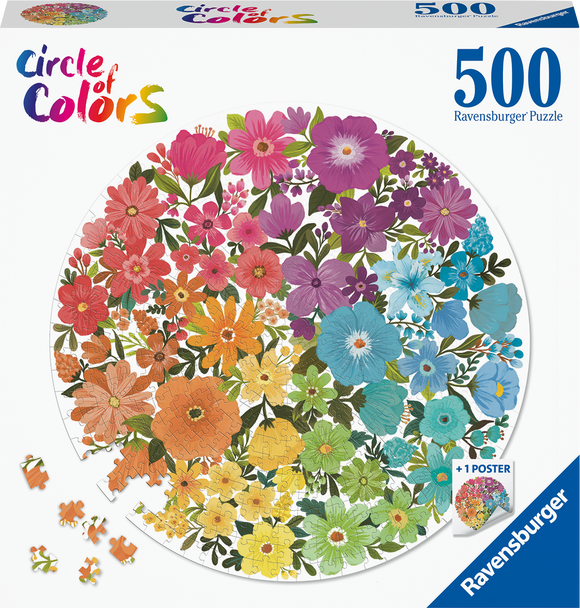 Ravensburger | Flowers - Circle Of Colours | 500 Pieces | Circular Jigsaw Puzzle