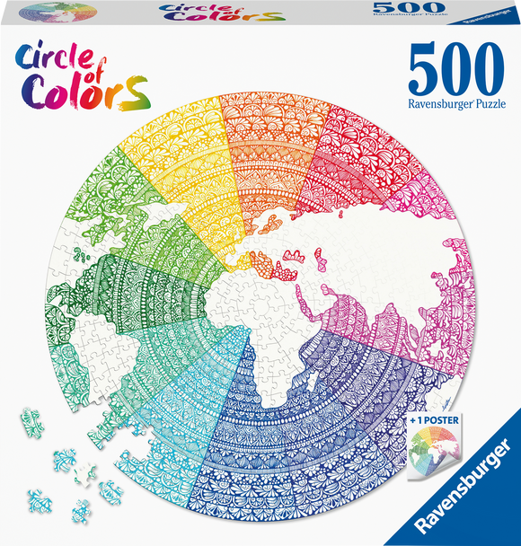 Ravensburger | Mandala - Circle Of Colours | 500 Pieces | Circular Jigsaw Puzzle