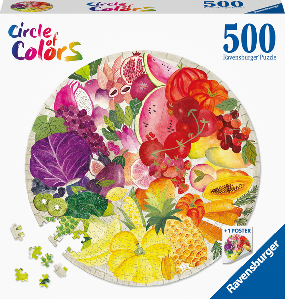Ravensburger | Fruits And Vegetables - Circle Of Colours | 500 Pieces | Circular Jigsaw Puzzle