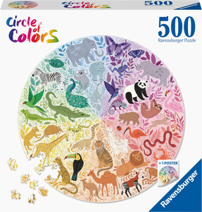 Ravensburger | Animals - Circle Of Colours | 500 Pieces | Circular Jigsaw Puzzle