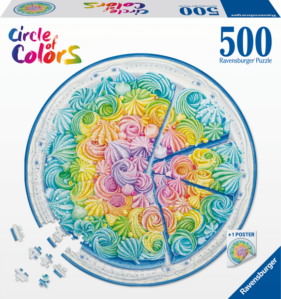 Ravensburger | Rainbow Cake - Circle Of Colours | 500 Pieces | Circular Jigsaw Puzzle