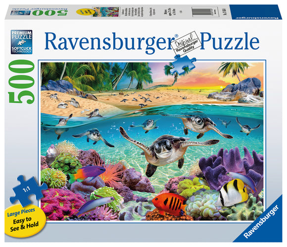 Race Of The Baby Sea Turtles | Ravensburger | 500 Extra Large Pieces | Jigsaw Puzzle