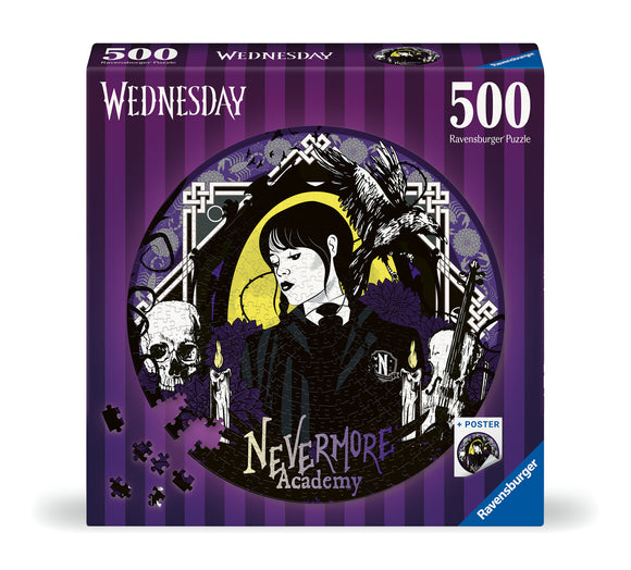 Nevermore Academy - Wednesday | Ravensburger | 500 Pieces | Circular Jigsaw Puzzle