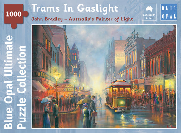 Blue Opal | Trams In Gaslight - Australia's Painter of Light | John Bradley | 1000 Pieces | Jigsaw Puzzle