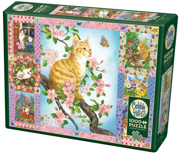 Cobble Hill | Blossoms and Kittens Quilt - Jane Maday | 1000 Pieces | Jigsaw Puzzle