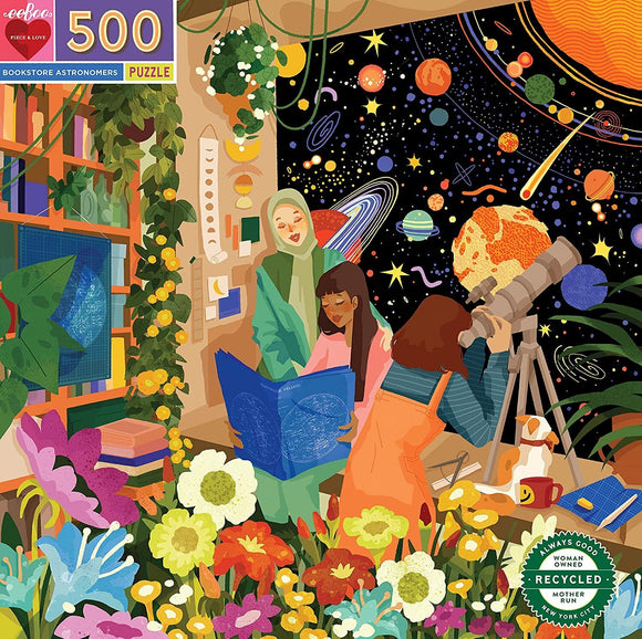 Eeboo | Bookstore Astronomers - Ashikin Hussin | 500 Pieces | Jigsaw Puzzle