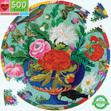 Bouquet & Birds - Fumiha Tanaka | Eeboo | 500 Pieces | Round Jigsaw Puzzle